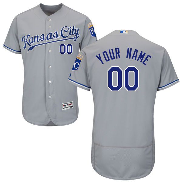 Men Kansas City Royals Majestic Road Gray Flex Base Authentic Collection Custom MLB Jersey